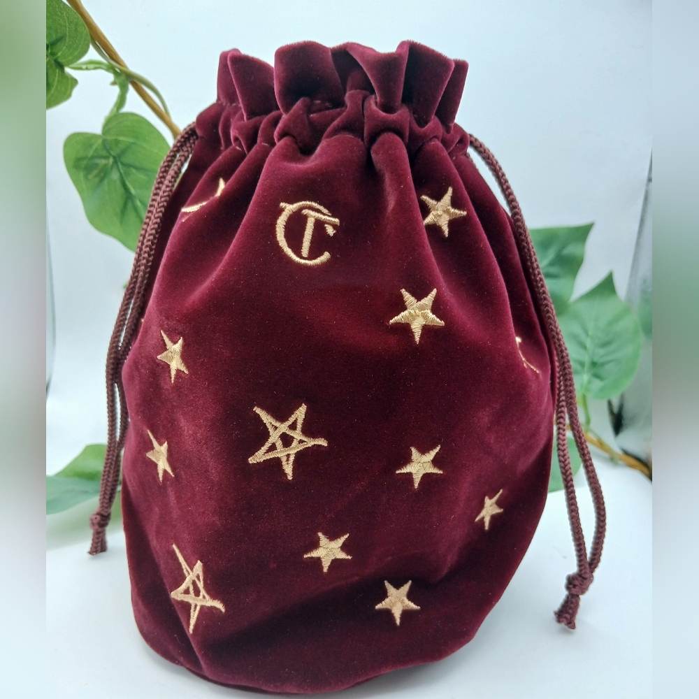 🛑LAST ONE Charlotte Tilbury Red and Gold Cosmetic Bag with Drawstring NEW